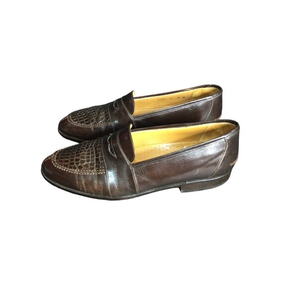 Churchs Mens Crocodile Leather Loafers Handmade Slip on Brown Size 8 M main image 10